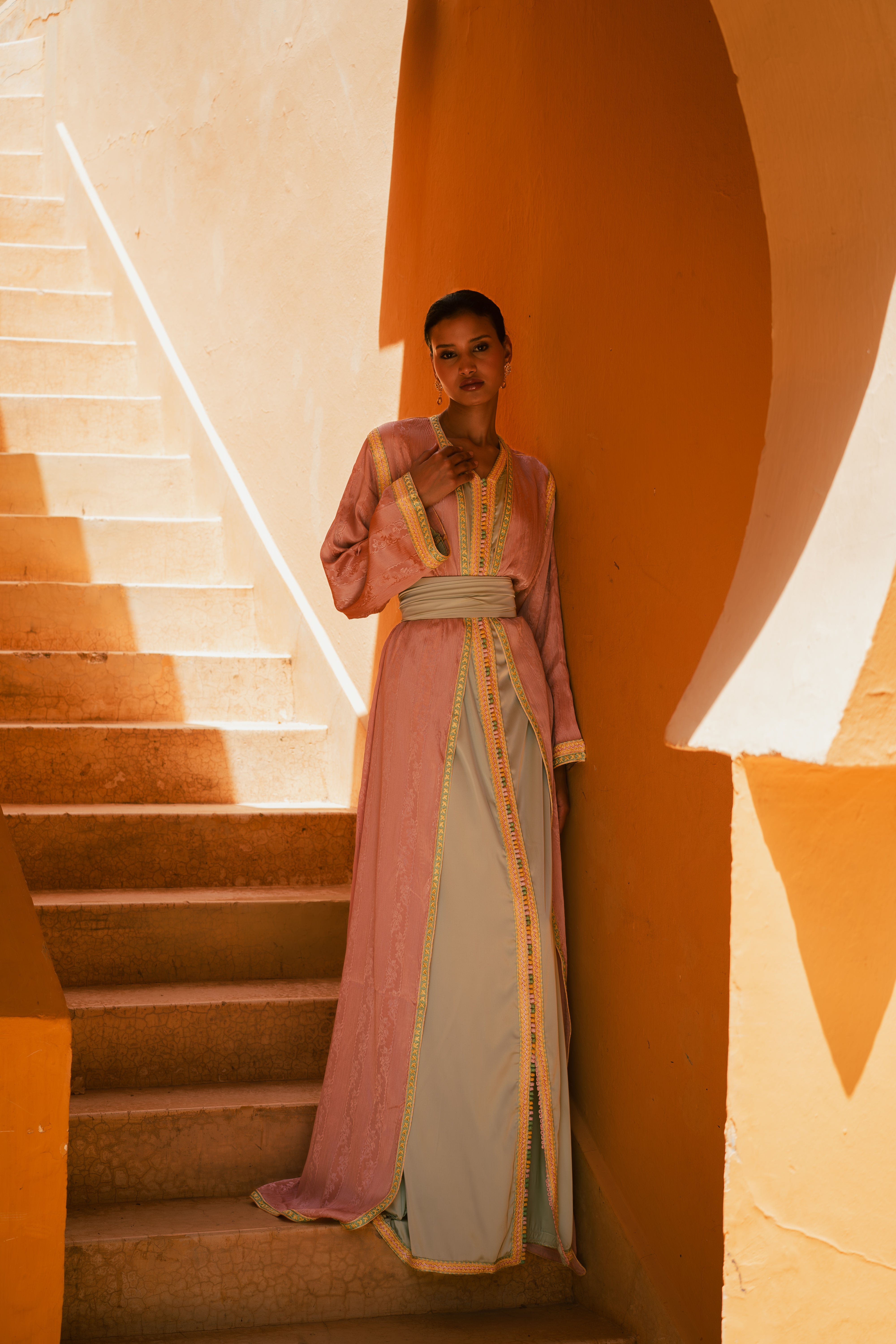 Elif | Takchita green and pastel pink