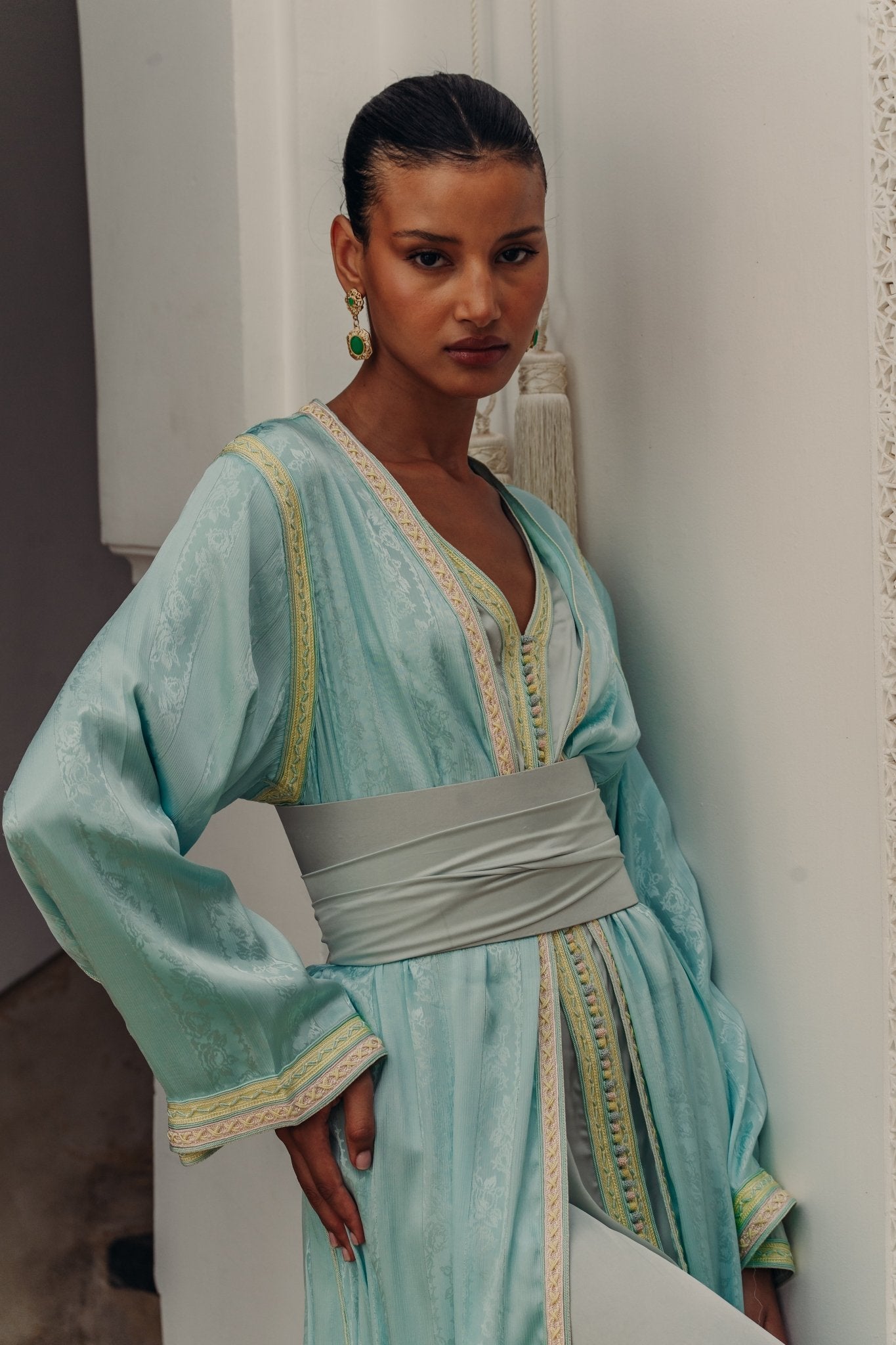 Elif bleue (occasion) | Pièce unique - Boutique de caftans marocains modernes - MAYANE COUTURE