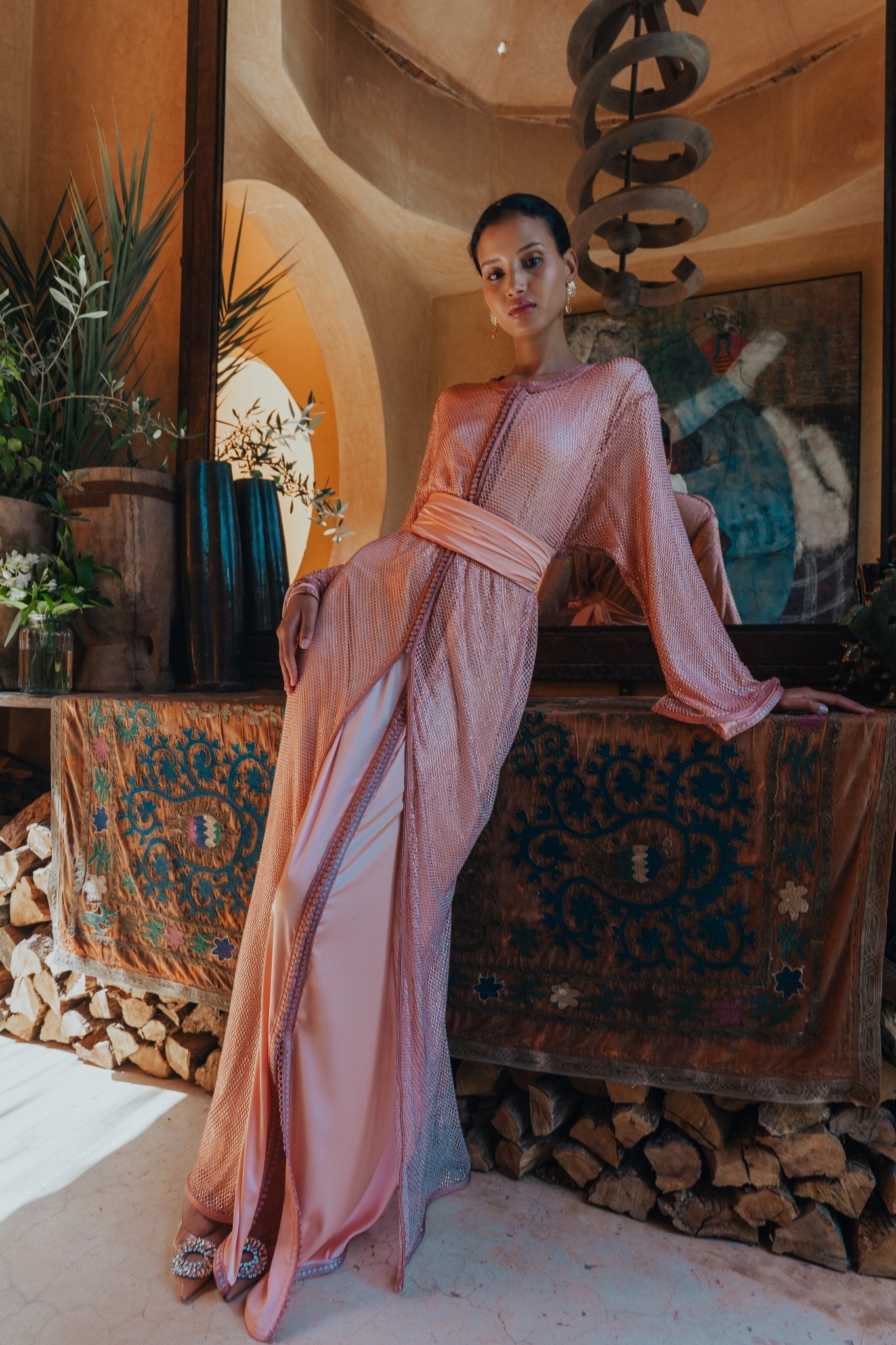 Rawan | Takchita rose - Caftans modernes - MAYANE COUTURE